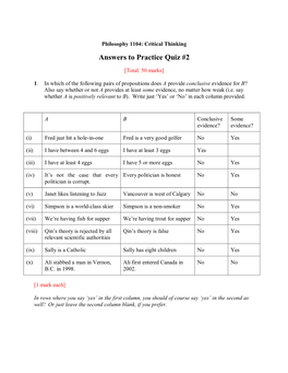 Answers to Practice Quiz #2