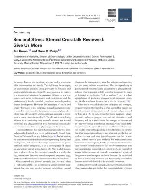 Sex and Stress Steroid Crosstalk Reviewed: Give Us More