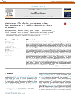 Codominance of Lactobacillus Plantarum and Obligate Heterofermentative Lactic Acid Bacteria During Sourdough Fermentation