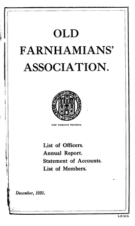 Dec 1925 OFA 1 St Report