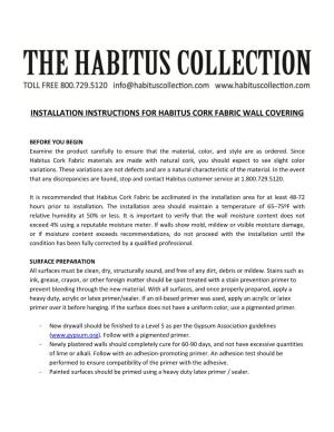 Installation Instructions for Habitus Cork Fabric Wall Covering