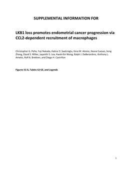 SUPPLEMENTAL INFORMATION for LKB1 Loss Promotes Endometrial Cancer Progression Via CCL2-Dependent Recruitment of Macrophages
