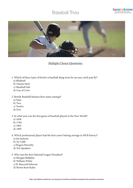 Baseball Trivia Questions and Answers