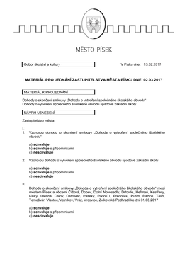 Materiál Pro Jednání Zastupitelstva Města Písku Dne 02.03.2017