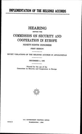 Implementation of the Helsinki Accords Hearing