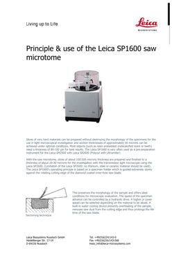 Principle & Use of the Leica SP1600 Saw Microtome
