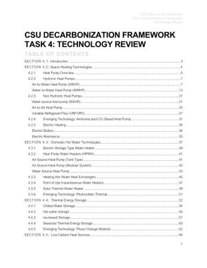 Technology Review CSU DECARBONIZATION FRAMEWORK TASK 4: TECHNOLOGY REVIEW TABLE of CONTENTS SECTION 4.1: Introduction