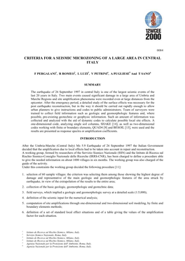 Criteria for a Seismic Microzoning of a Large Area in Central Italy