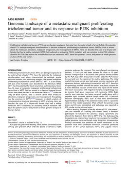 Genomic Landscape of a Metastatic Malignant Proliferating Tricholemmal Tumor and Its Response to PI3K Inhibition