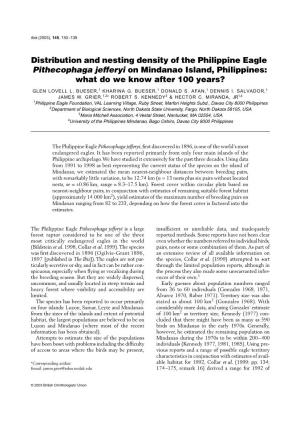 Distribution and Nesting Density of the Philippine Eagle Pithecophaga