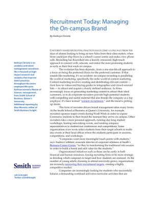 Recruitment Today: Managing the On-Campus Brand