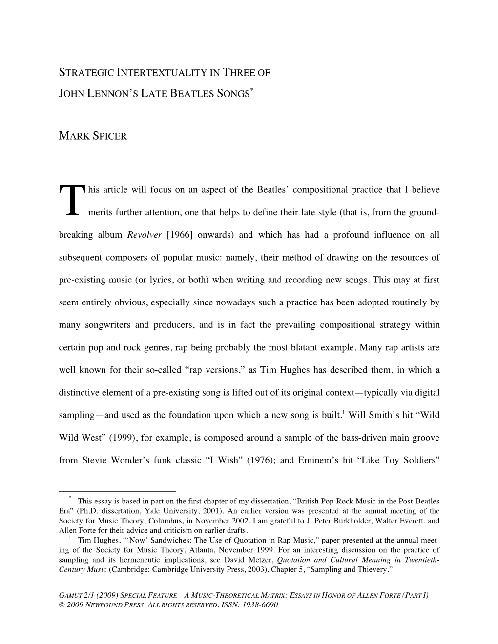 Strategic Intertextuality in Three of John Lennonâ•Žs Late Beatles Songs