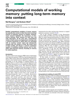 Computational Models of Working Memory: Putting Long-Term Memory Into Context