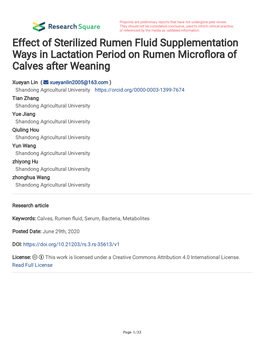 Effect of Sterilized Rumen Fluid Supplementation Ways in Lactation Period on Rumen Microfora of Calves After Weaning