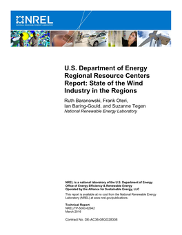 US Department of Energy Regional Resource Centers Report