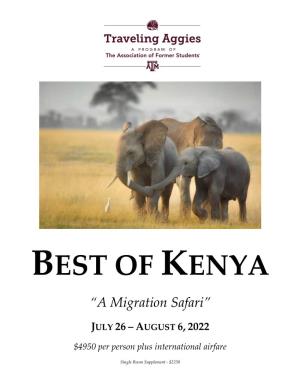 BEST of KENYA “A Migration Safari” JULY 26 – AUGUST 6, 2022