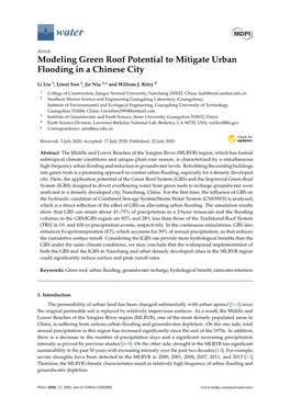 Modeling Green Roof Potential to Mitigate Urban Flooding in a Chinese City