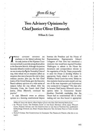 Two Advisory Opinions by Chiefjustice Oliver Ellsworth