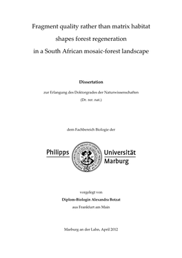 Forest Fragmentation South Africa