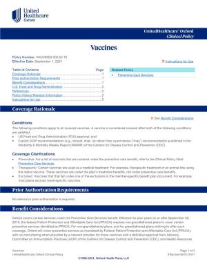 Vaccines – Oxford Clinical Policy
