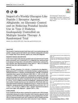 Impact of a Weekly Glucagon-Like Peptide 1 Receptor Agonist