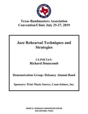 Jazz Rehearsal Techniques and Strategies
