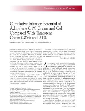 Cumulative Irritation Potential of Adapalene 0.1% Cream and Gel Compared with Tazarotene Cream 0.05% and 0.1%