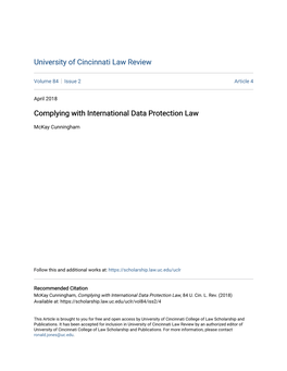 Complying with International Data Protection Law