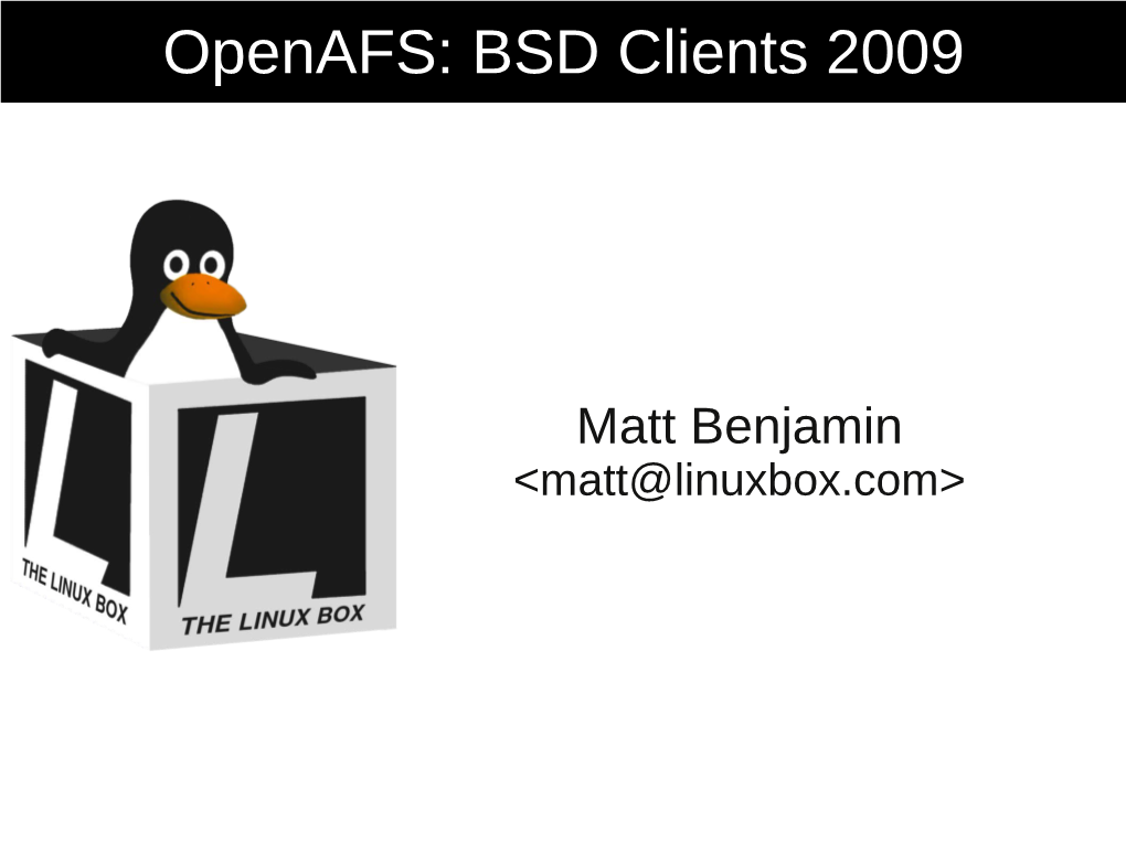 Openafs: BSD Clients 2009