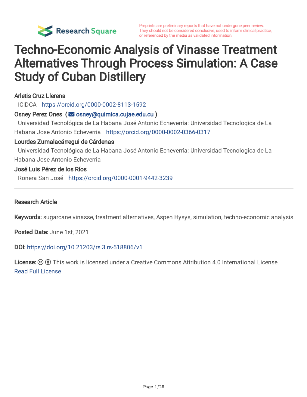 Techno-Economic Analysis of Vinasse Treatment Alternatives Through Process Simulation: a Case Study of Cuban Distillery