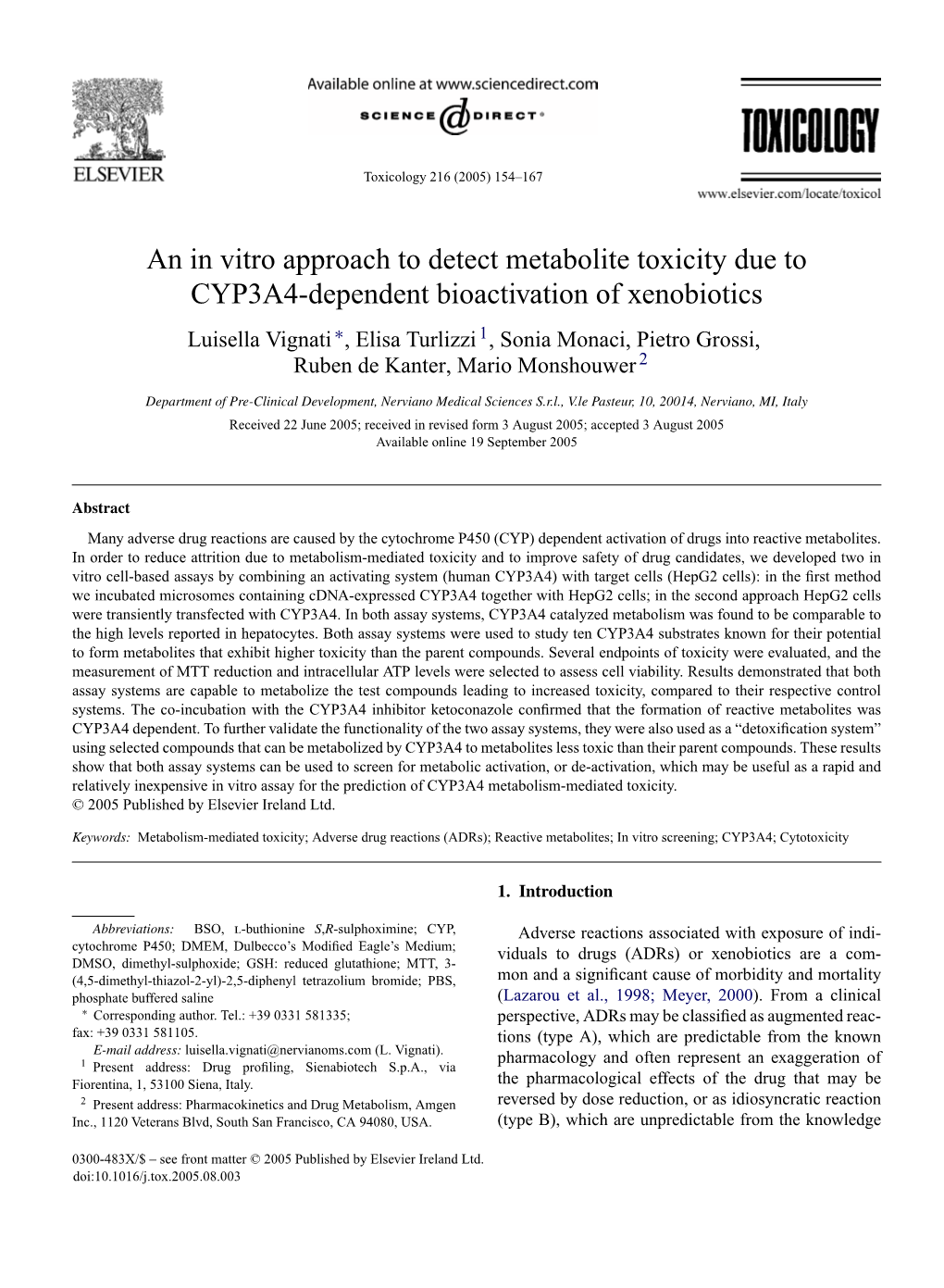 An in Vitro Approach to Detect Metabolite Toxicity Due to CYP3A4