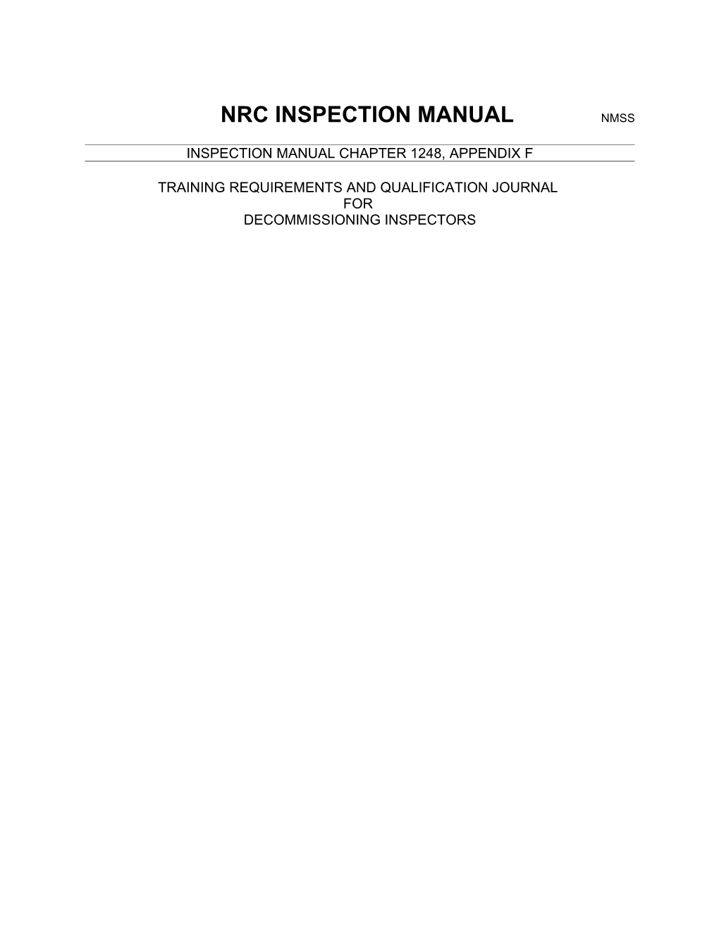 Nrc Inspection Manual Nmss s1