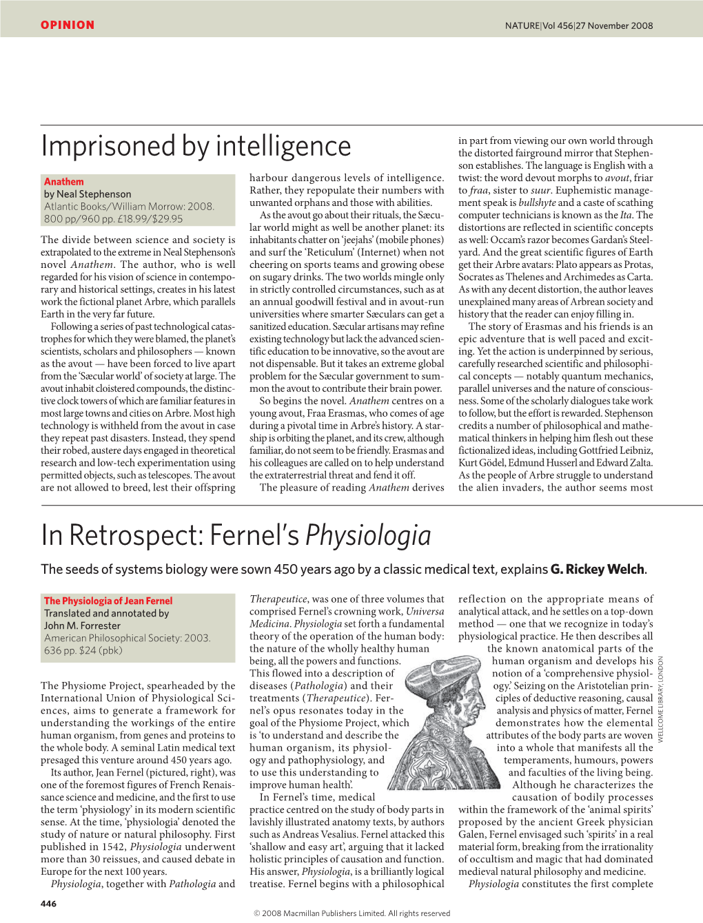In Retrospect: Fernel's Physiologia