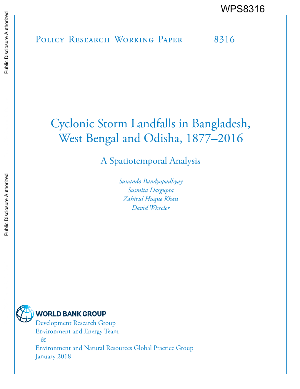 Cyclonic Storm Landfalls in Bangladesh, West Bengal and Odisha, 1877–2016