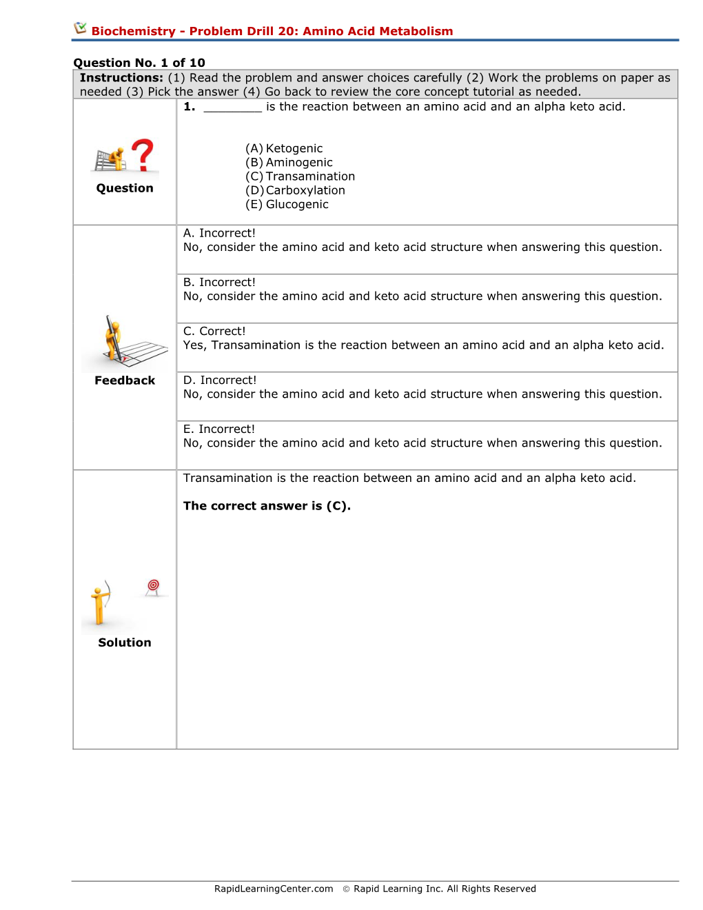 Biochemistry - Problem Drill 20: Amino Acid Metabolism