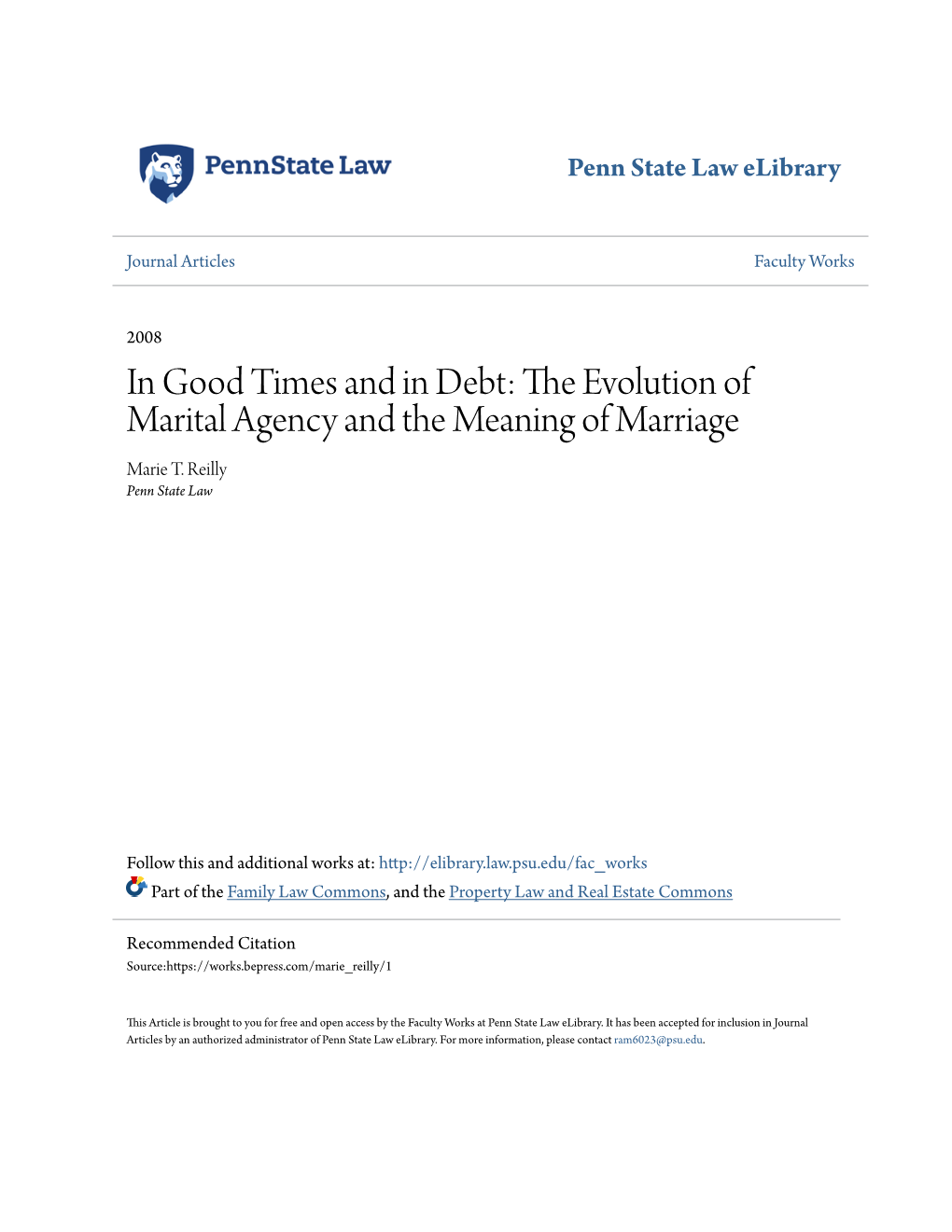 The Evolution of Marital Agency and the Meaning of Marriage