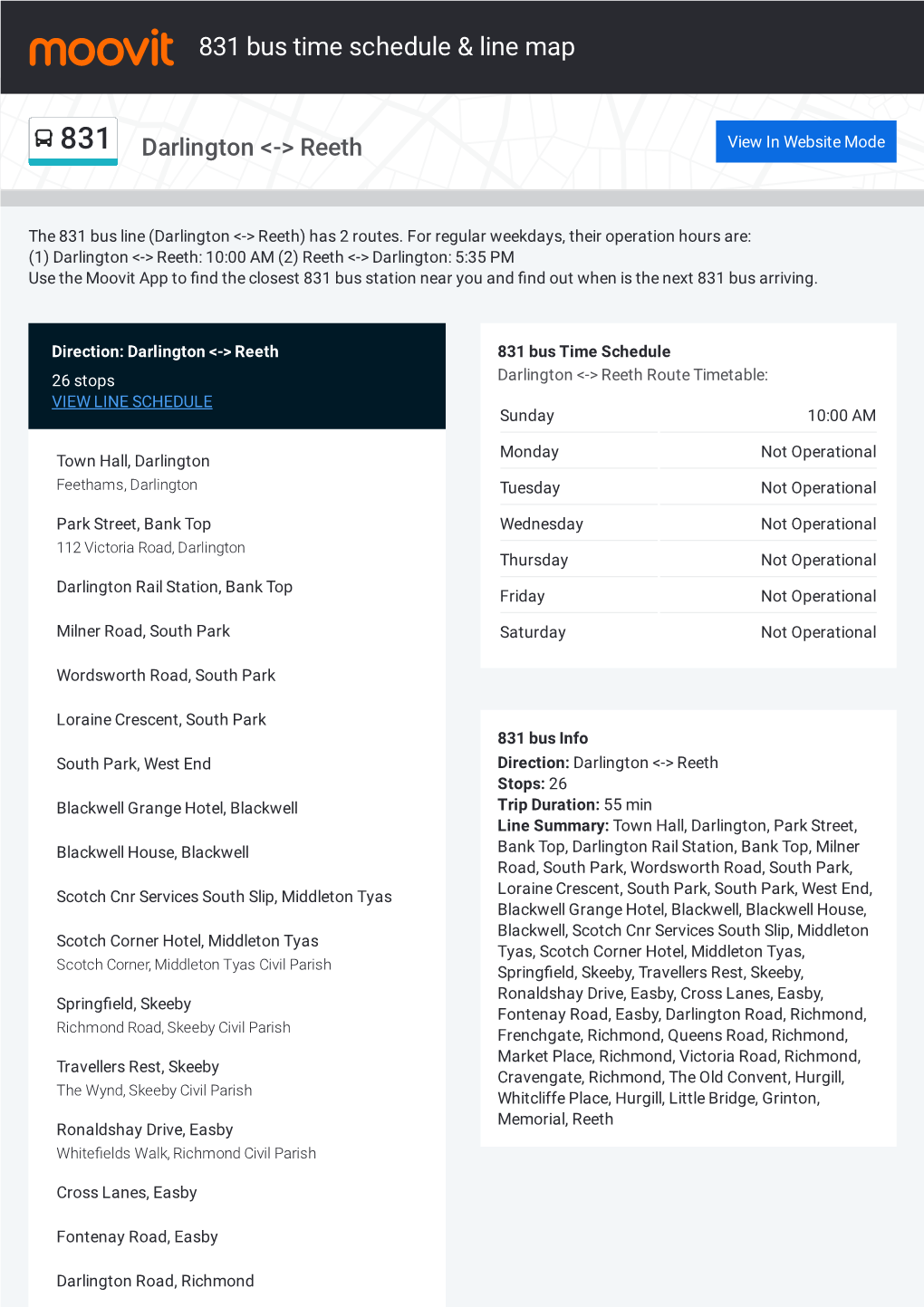 831 Bus Time Schedule & Line Route