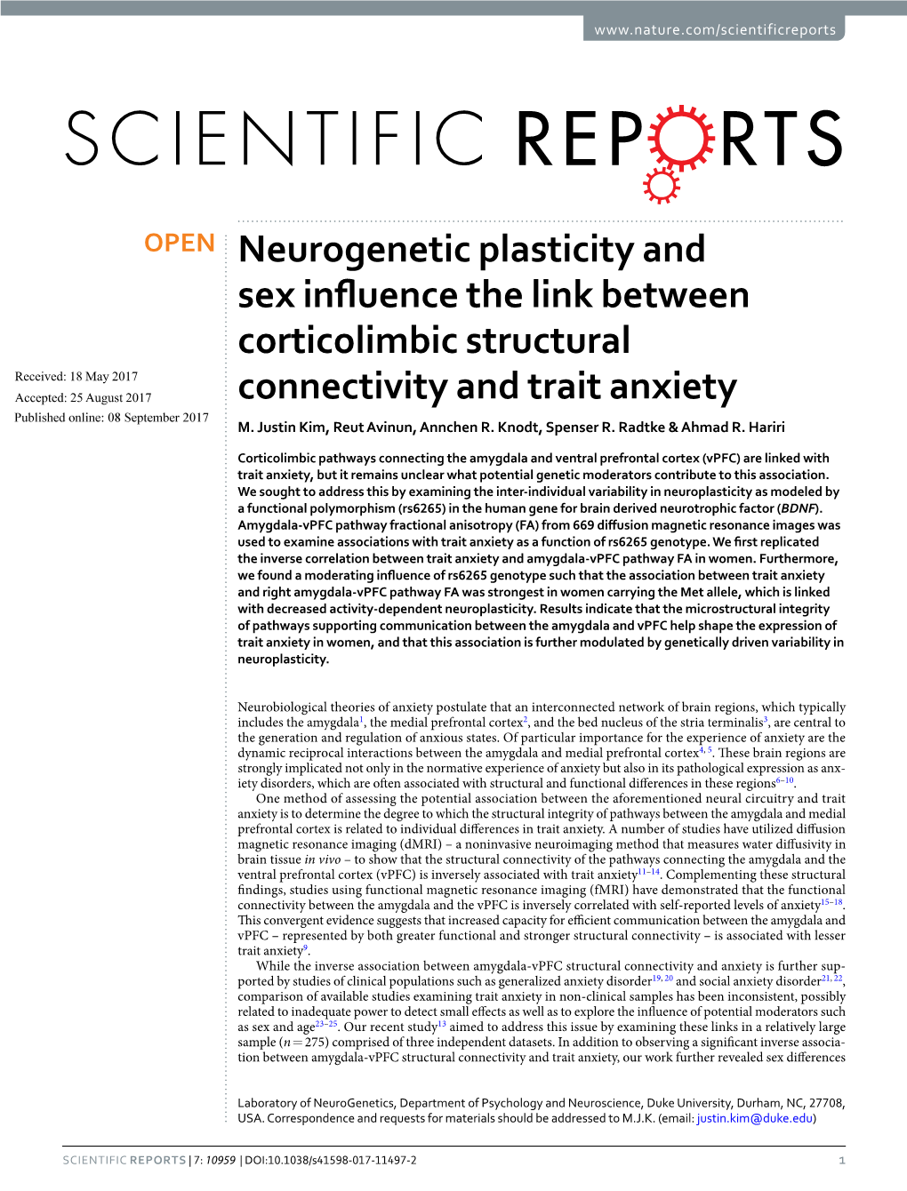 Neurogenetic Plasticity and Sex Influence the Link Between