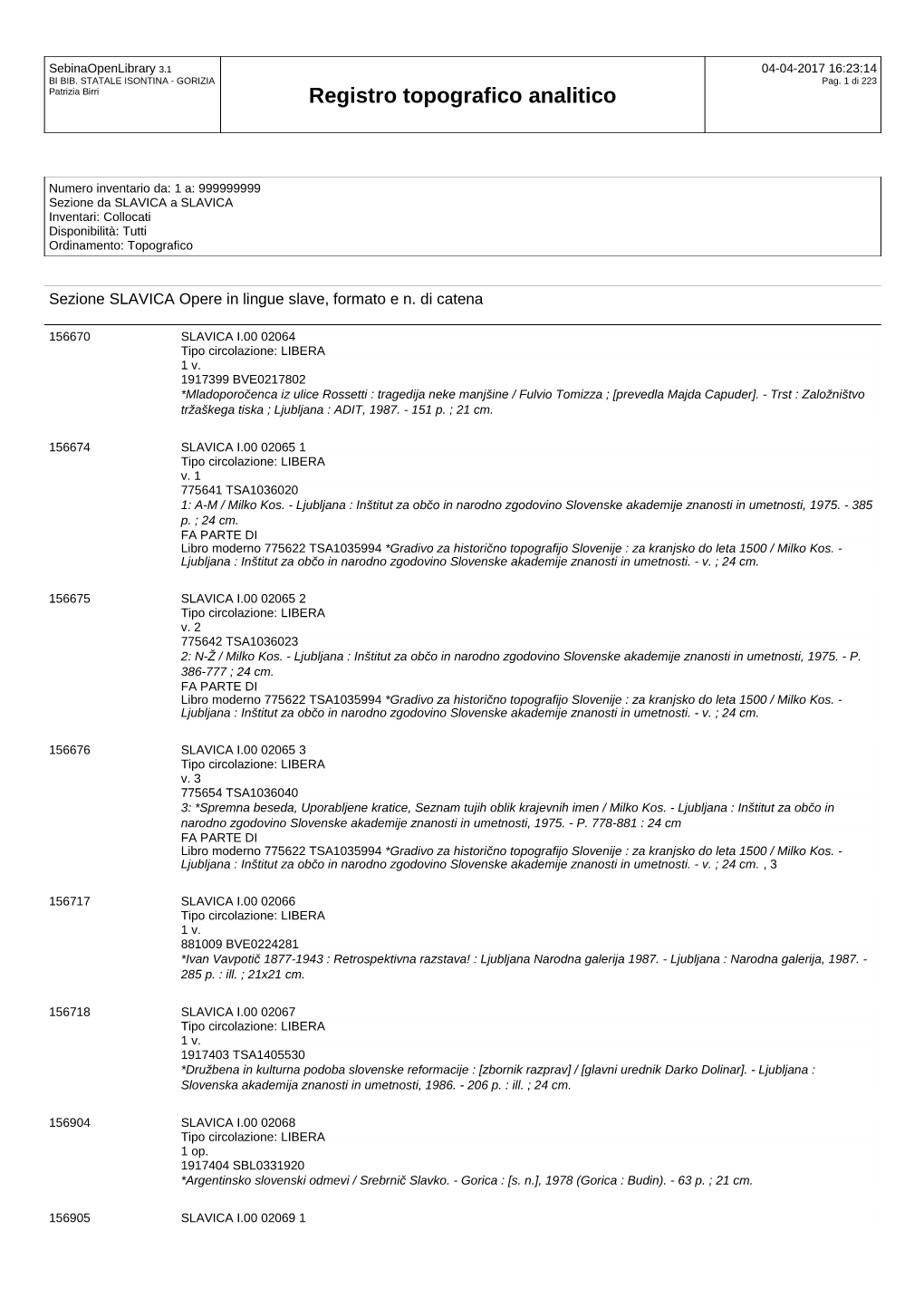 Registro Topografico Analitico