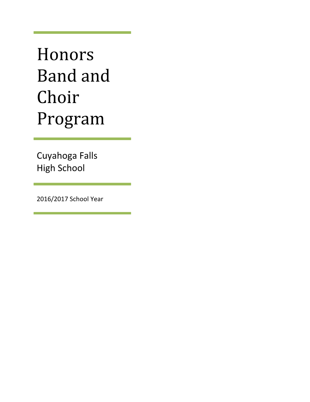 Honors Band and Choir Program