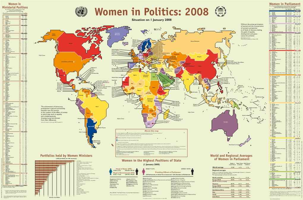 Women in Parliament the Countries Are Ranked and Colour-Coded According to the Percentage of Women in Unicameral Parliaments Or the Lower House of Parliament