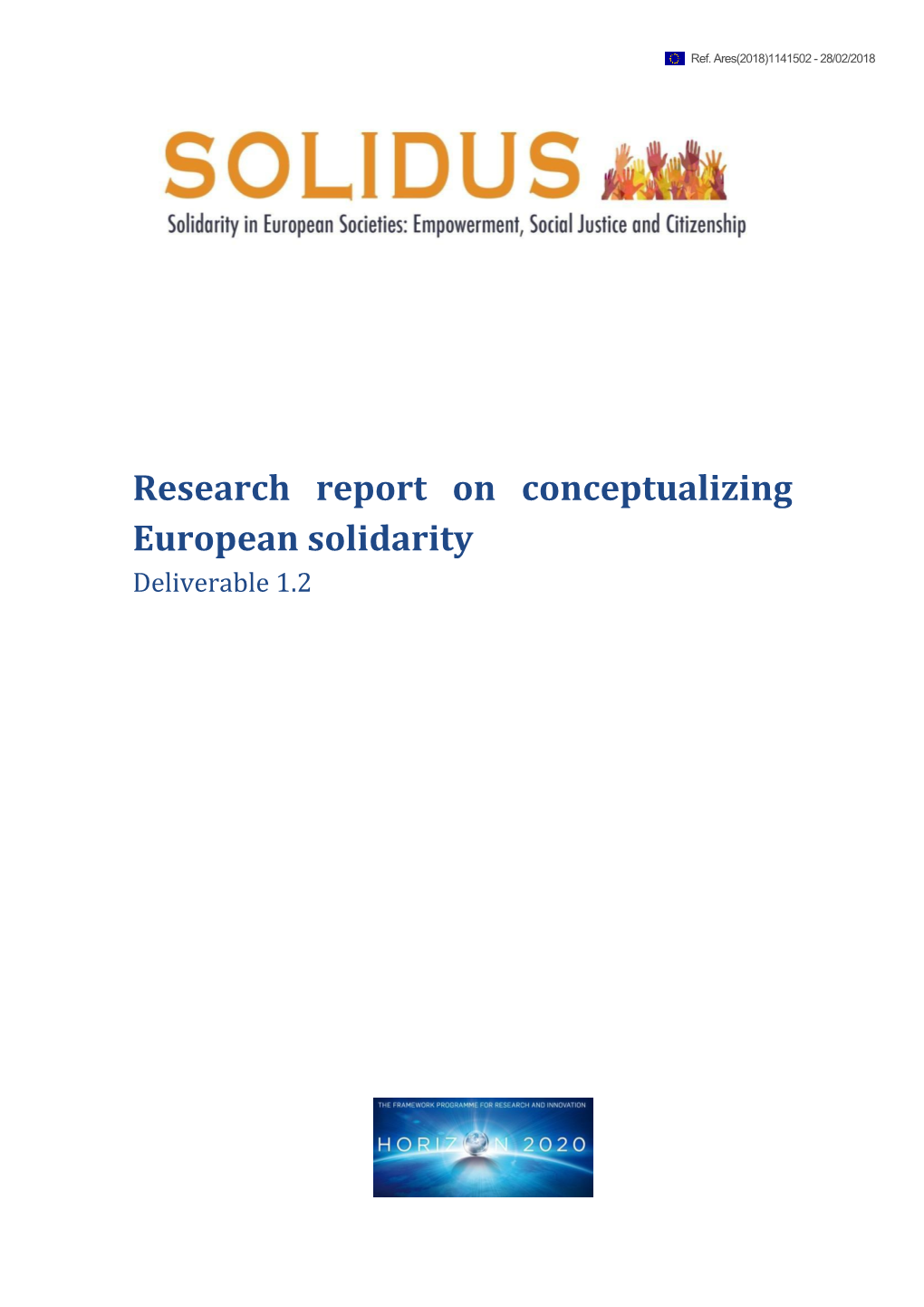 Research Report on Conceptualizing European Solidarity Deliverable 1.2