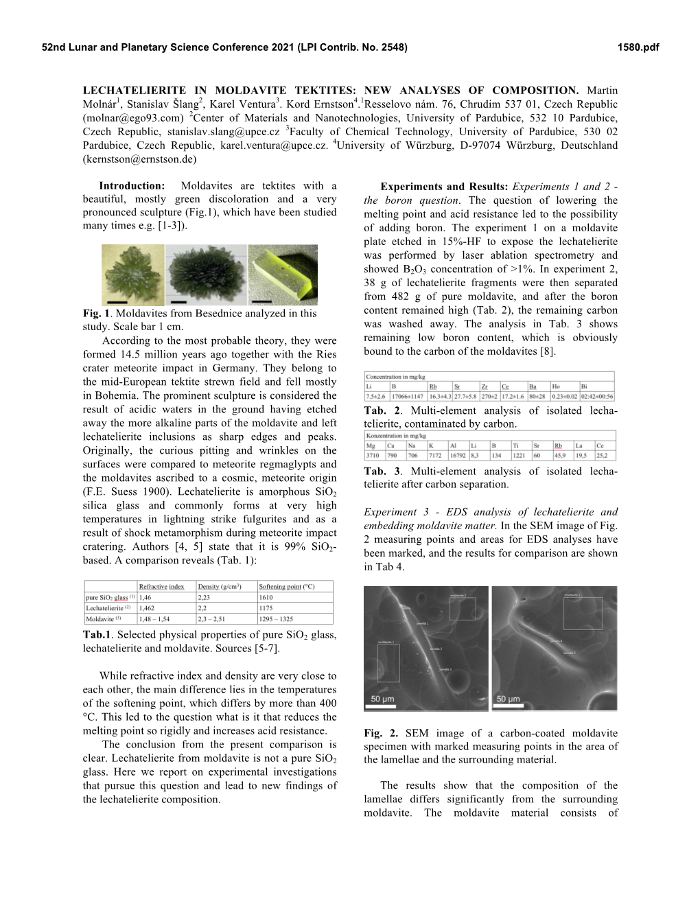 Lechatelierite in Moldavite Tektites: New Analyses of Composition