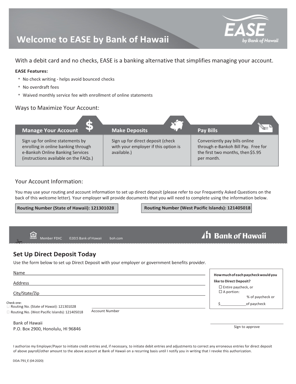 Set up Direct Deposit Today Use the Form Below to Set up Direct Deposit with Your Employer Or Government Benefits Provider