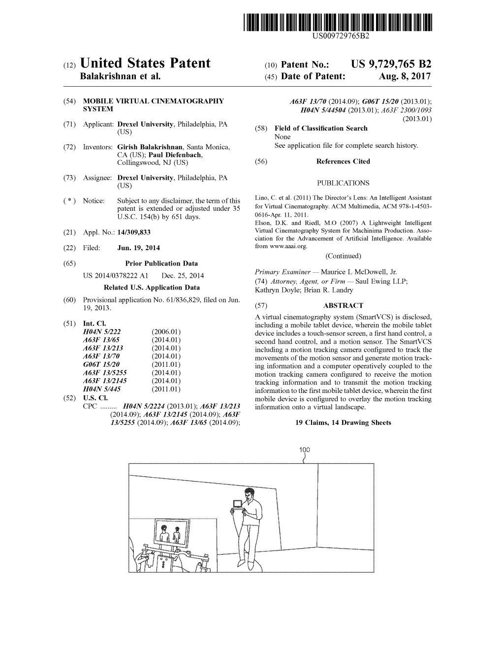 (12) United States Patent (10) Patent No.: US 9,729,765 B2 Balakrishnan Et Al