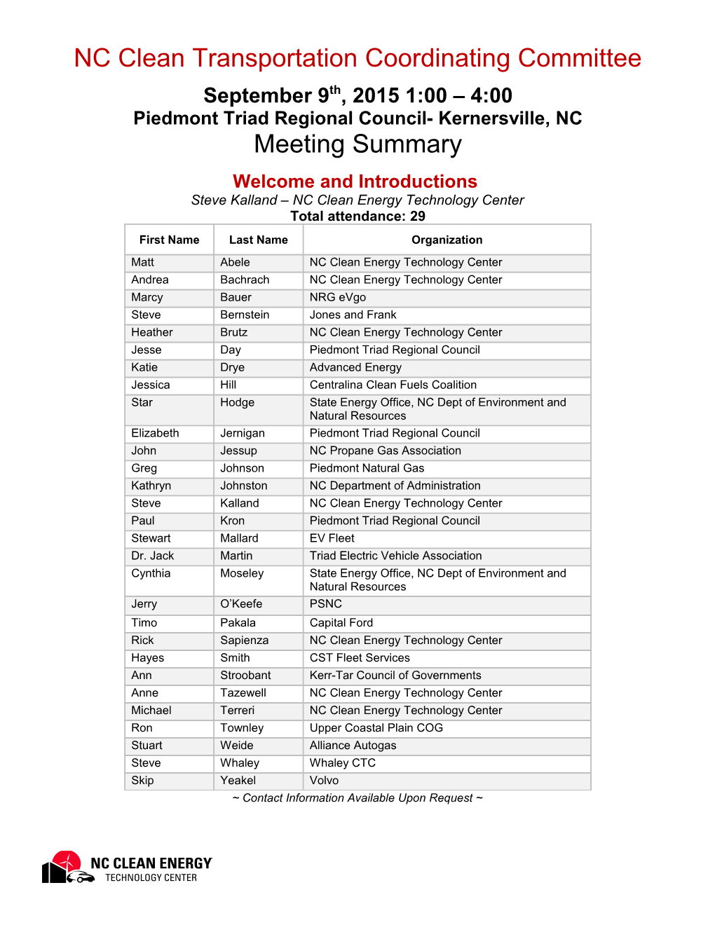 NC Clean Transportation Coordinating Committee