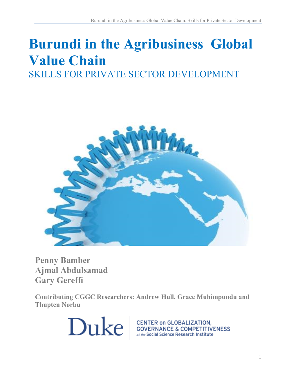 Burundi in the Agribusiness Global Value Chain: Skills for Private Sector Development