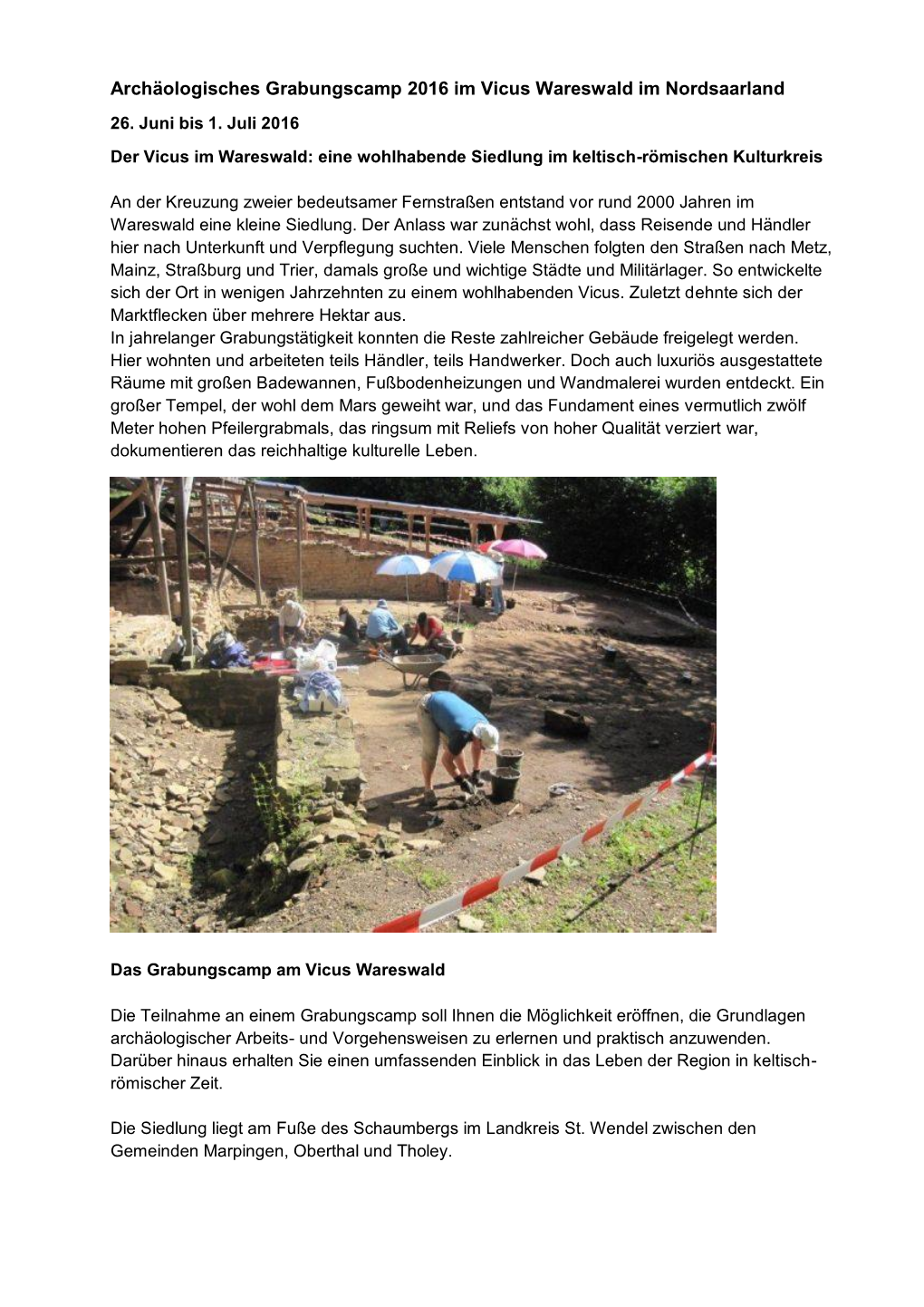 Archäologisches Grabungscamp 2016 Im Vicus Wareswald Im Nordsaarland 26