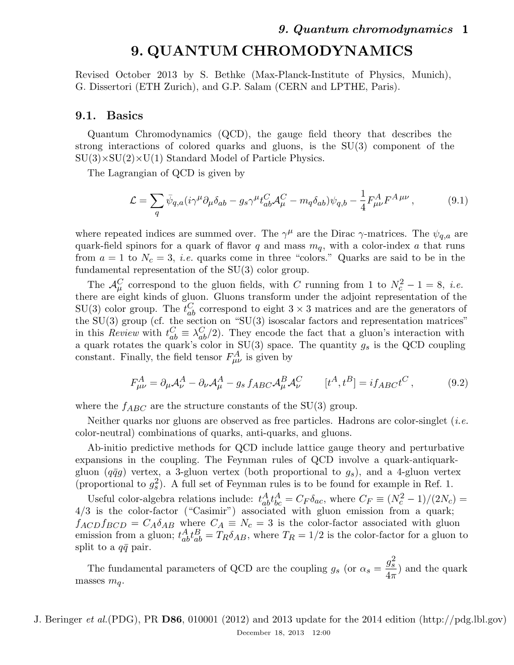 Quantum Chromodynamics 1 9