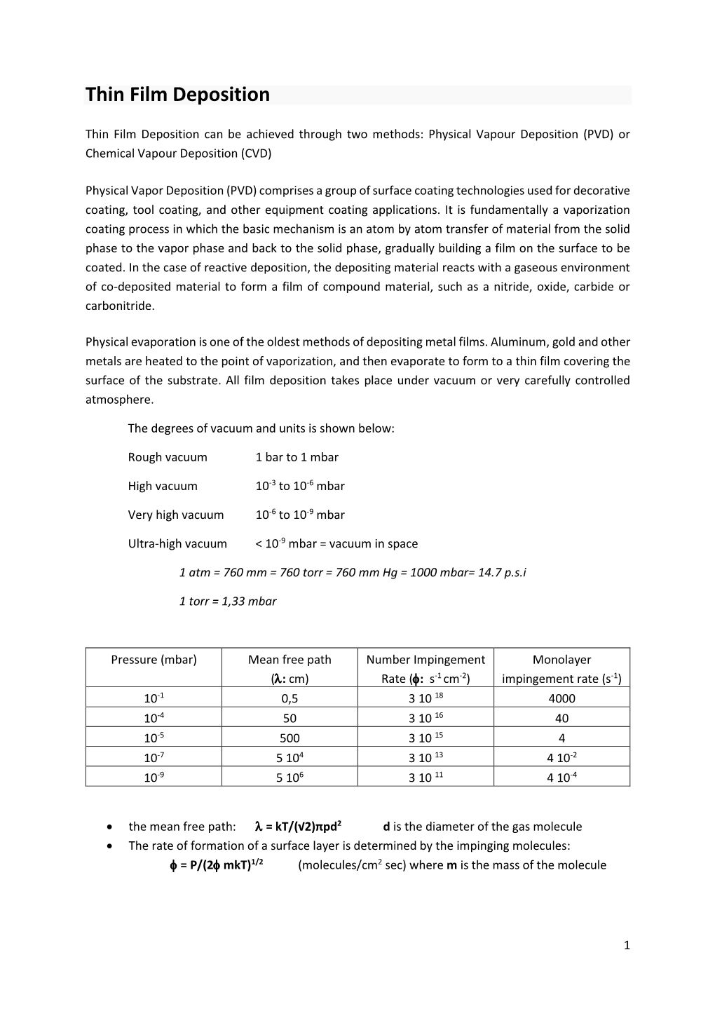 Thin Film Deposition